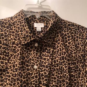 Ladies J Crew Leopard Blouse Size L